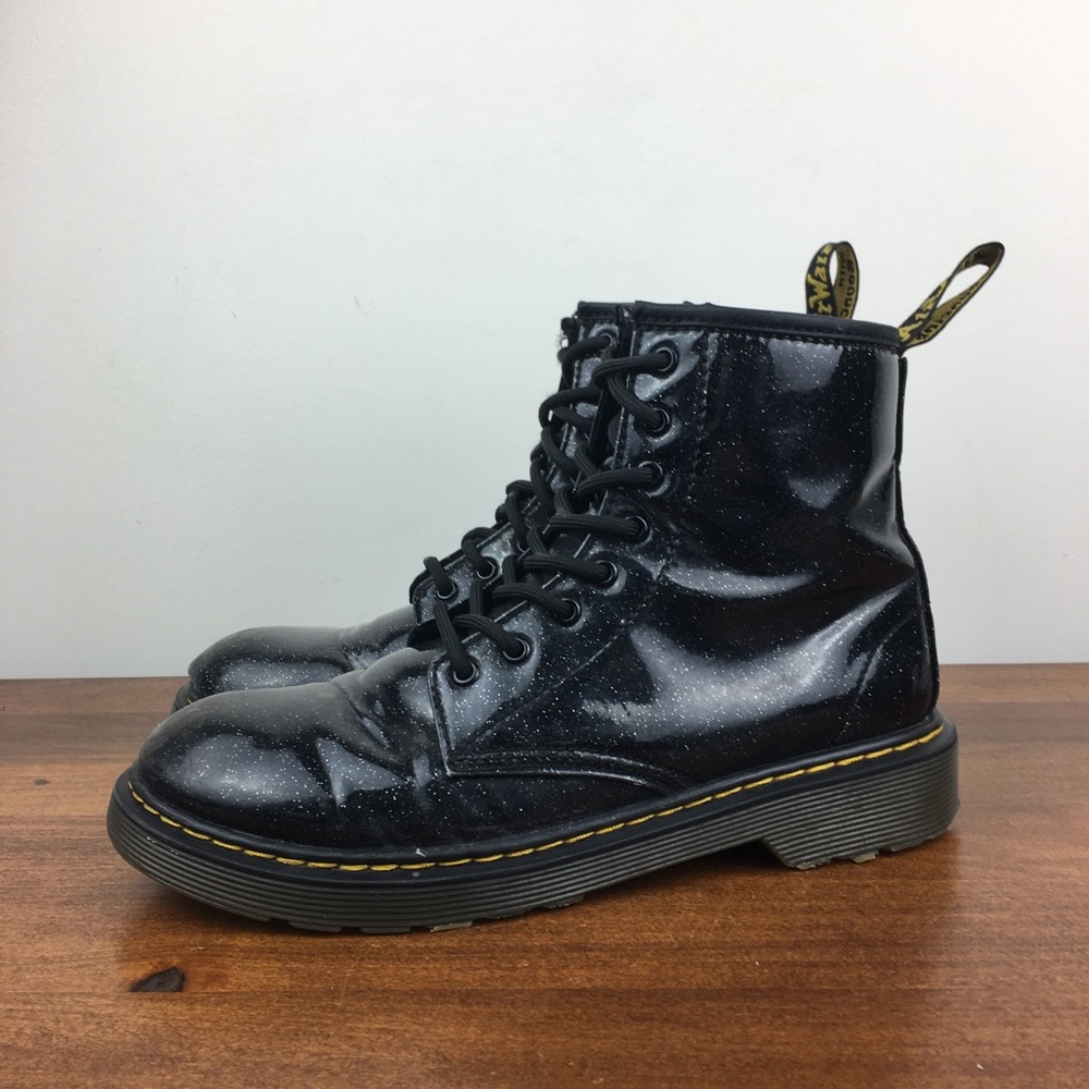 Dr Doc Martens 1460 Glitter J Patent Black Glitter Boots Women’s 5 US Men 4. - Picture 1 of 12